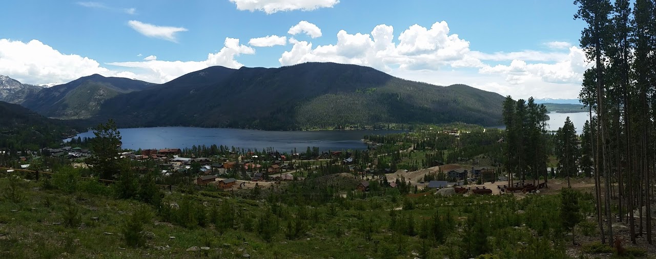 View of Grand Lake from the Grand Lake Lodge above the mountain town