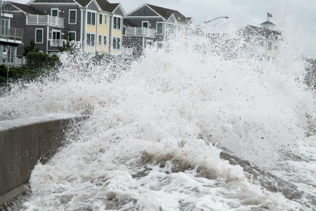 Waves crashing the shore as a storm approaches.