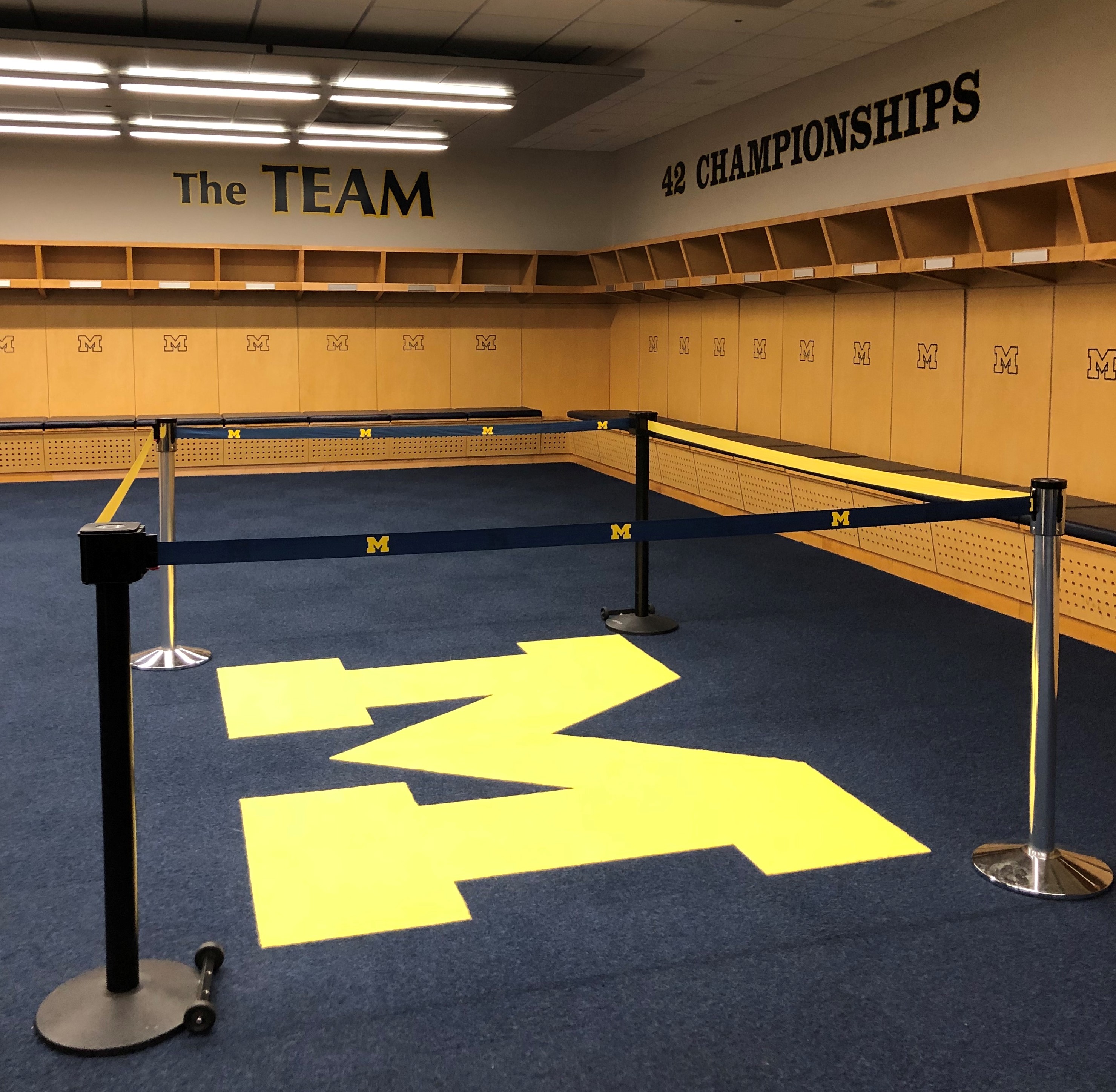The home team locker room is one stop on a Big House tour when visiting University of Michigan