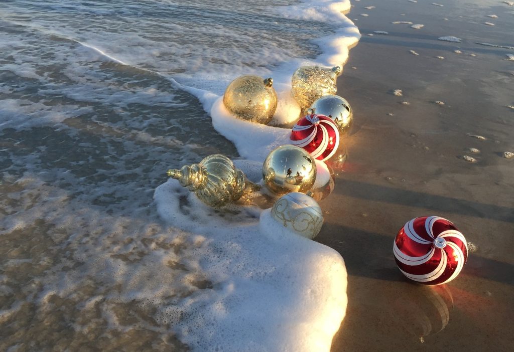 San Diego beach with Christmas ornaments - SheBuysTravel