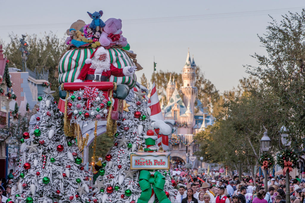 Holiday parade for Disneyland Christmas.