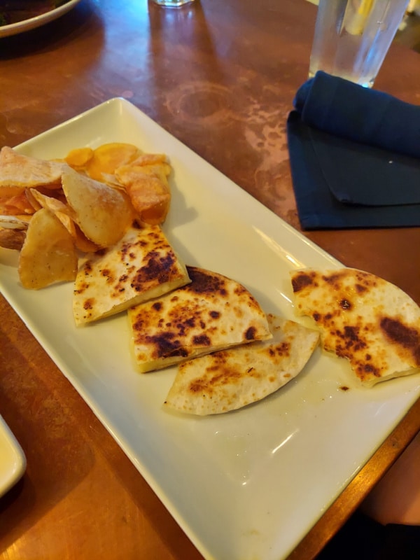Children's quesadillas at Catch-27, a family-friendly St. Augustine restaurant.
