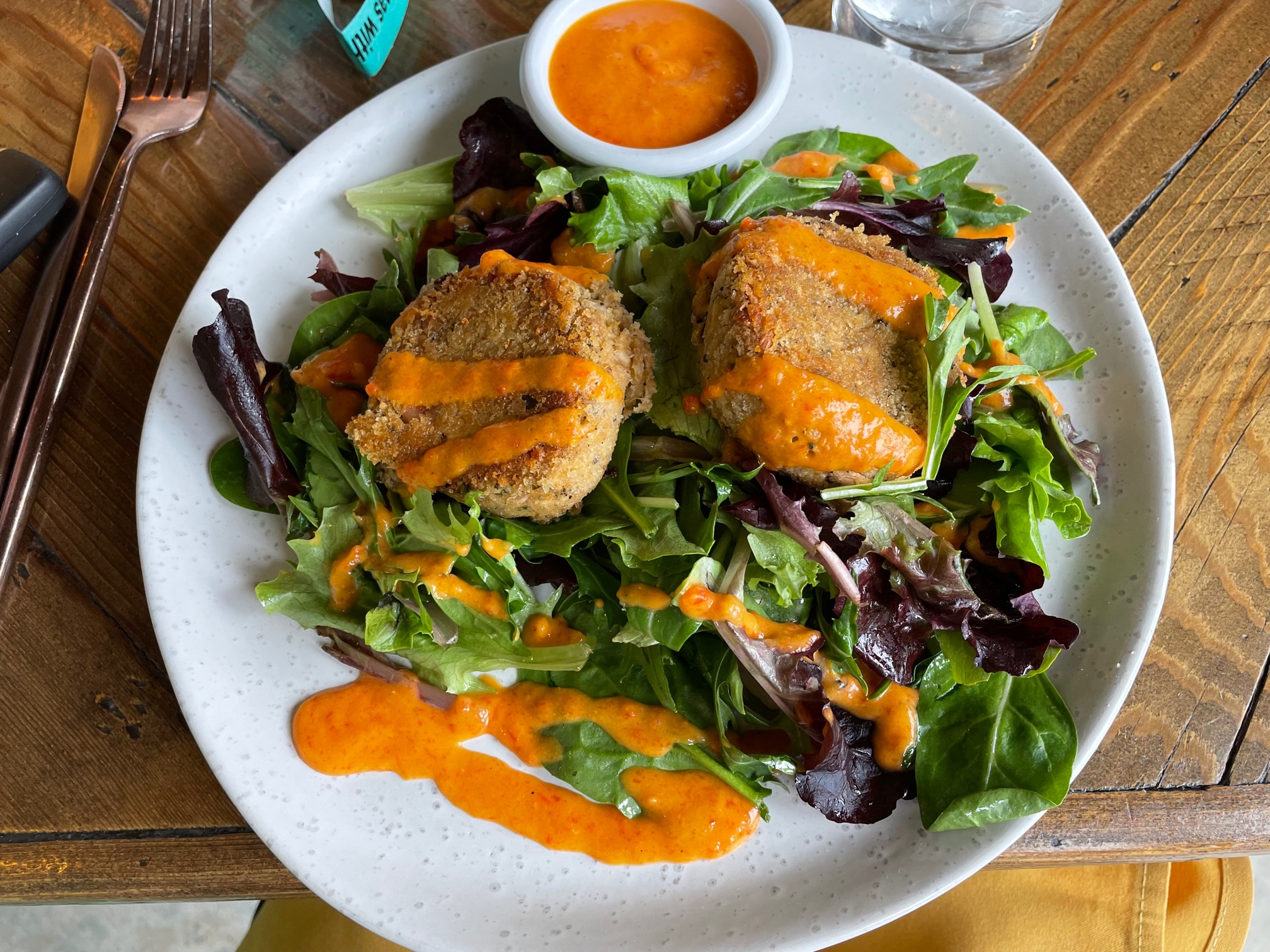 Vegan crab cakes at a Palm Springs restaurant