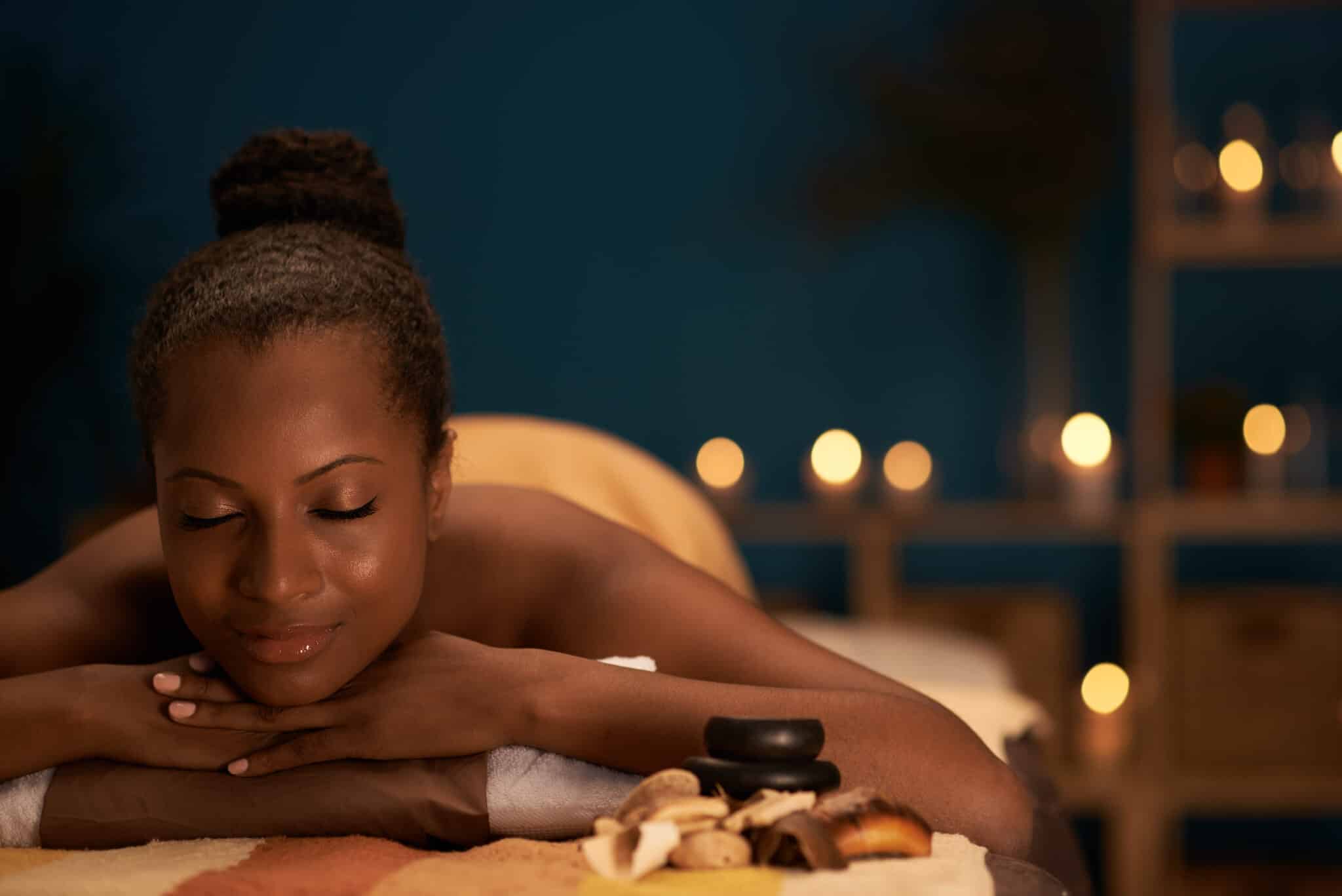 Woman getting a massage at a spa