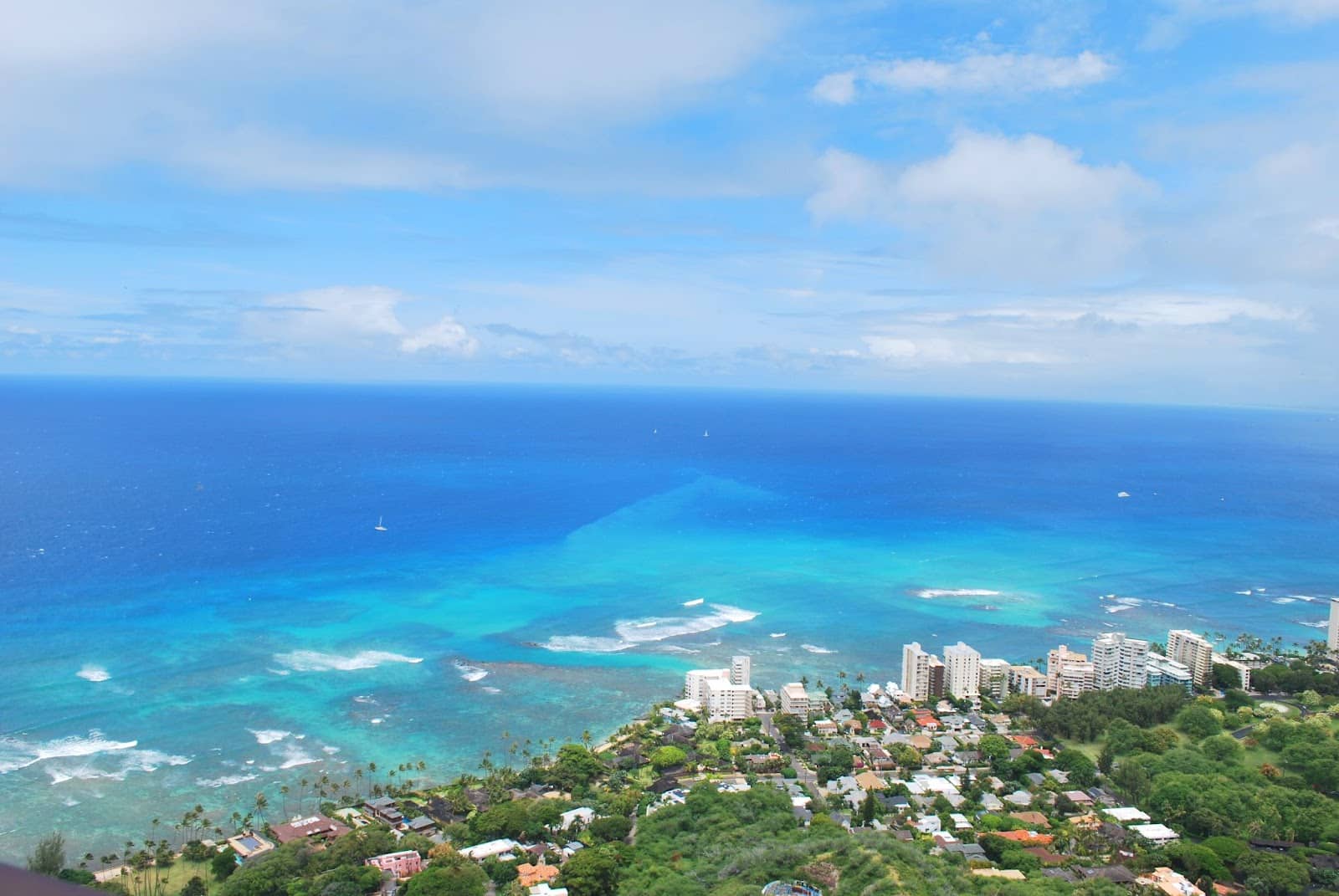 View of the Pacific Ocean and Honolulu from Diamond Head