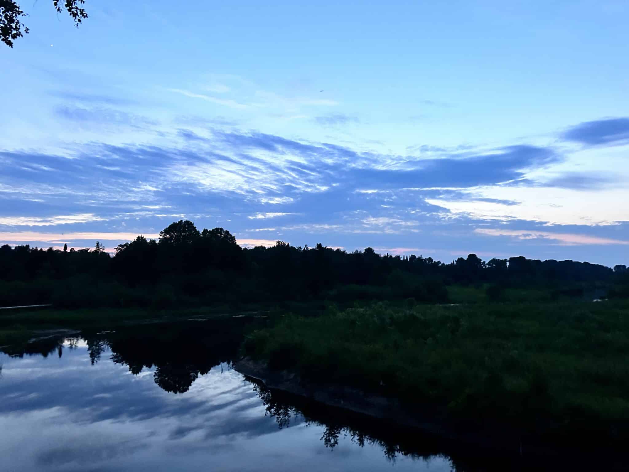 views of a sunset while kayaking