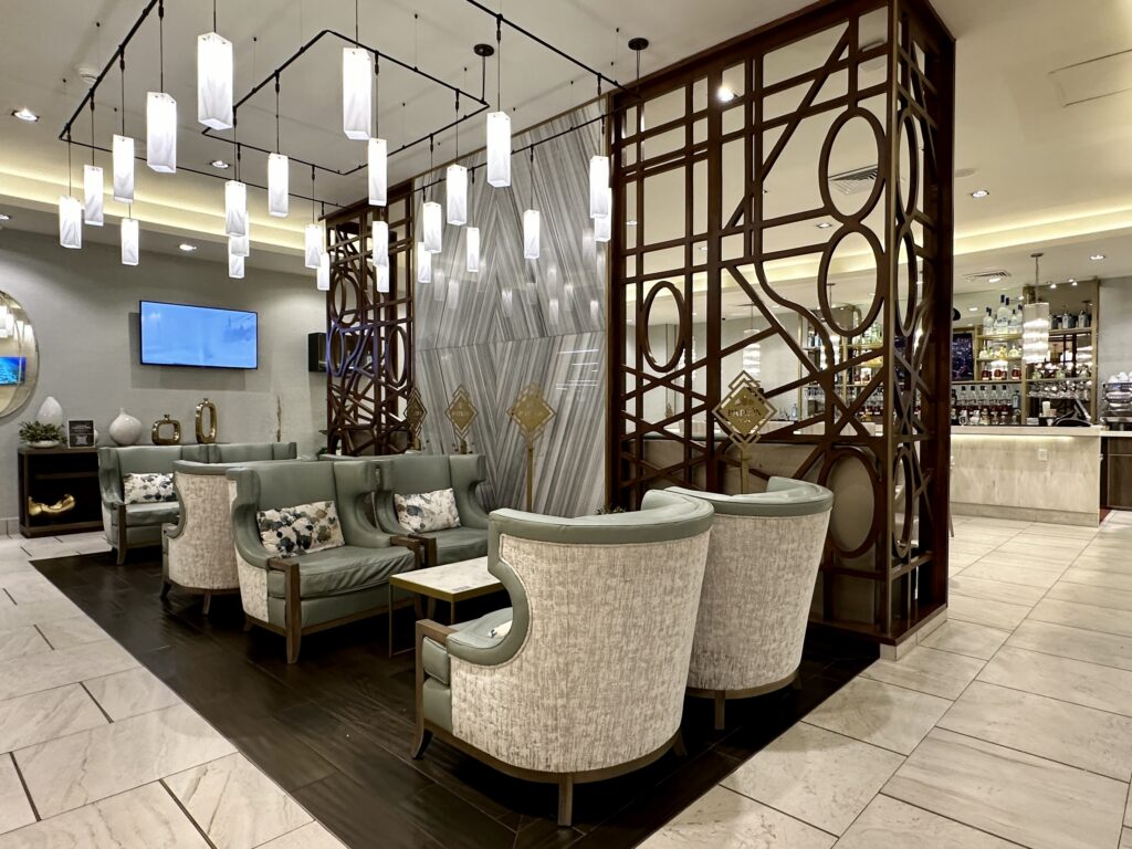 Interior of the airport lounge in Cancun's Terminal 4.