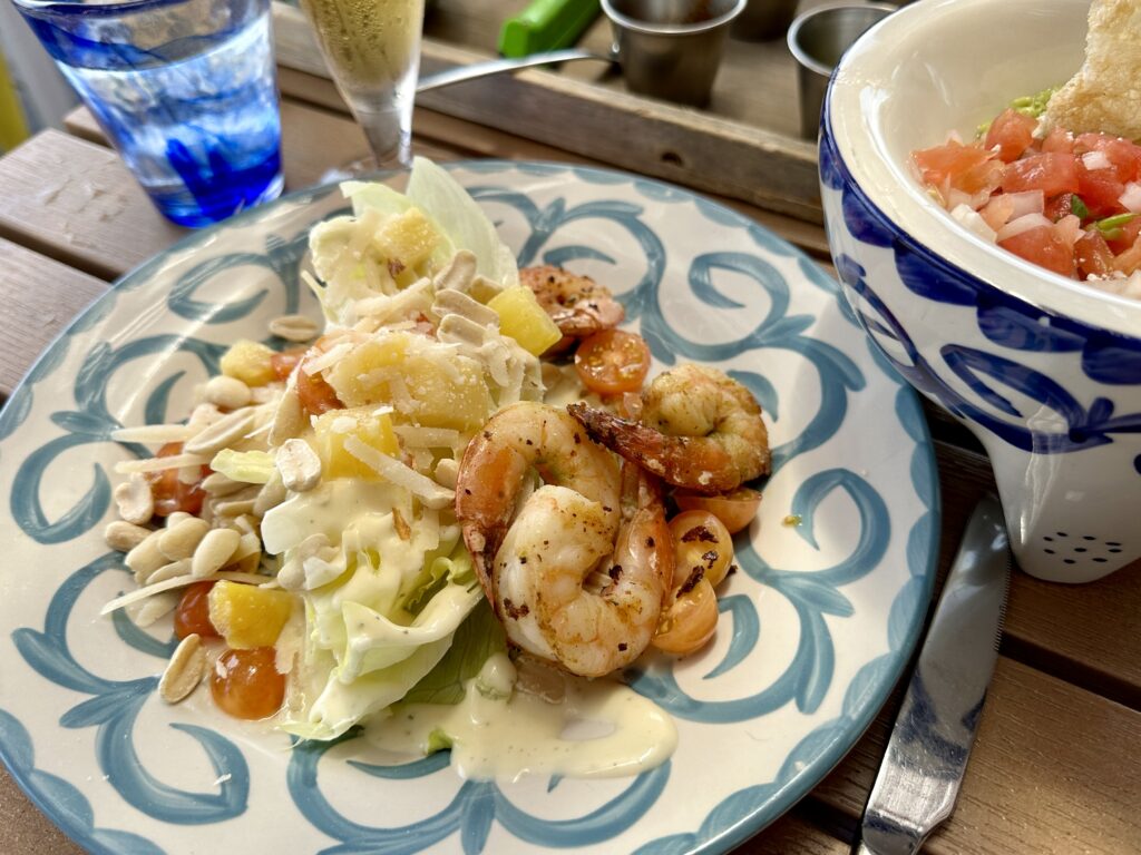 Wedge salad with pineapple, shrimp and peanuts at Rita's Taco House, a restaurant at Margaritaville Cancun in Mexico.