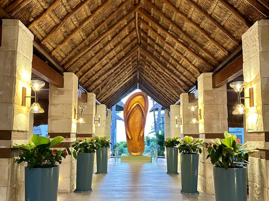 Flip flop sculpture at the Margaritaville Cancun resort in Mexico