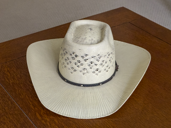 Straw cowboy hat.