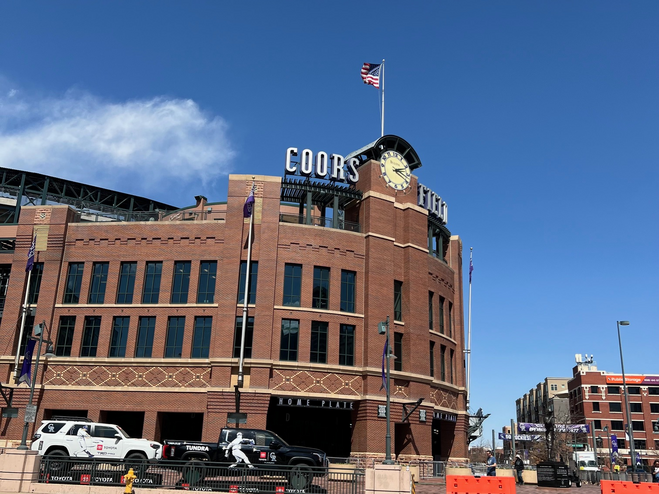 The exterior of Coors Field in Denver, CO