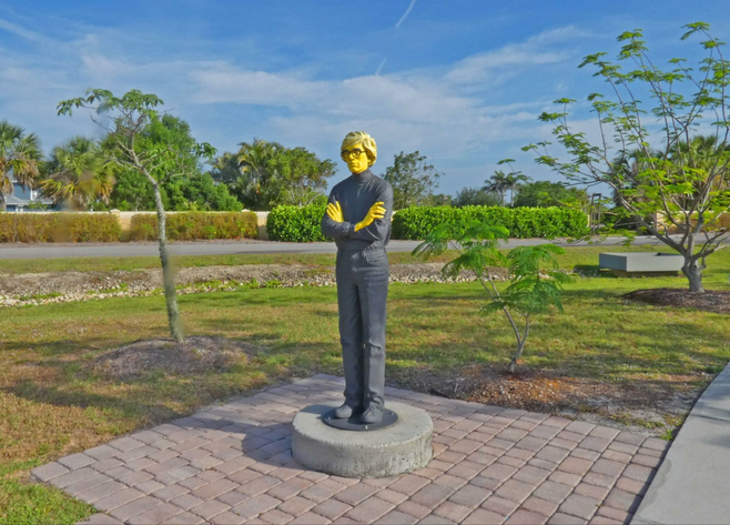 A sculpture of Andy Warhol.