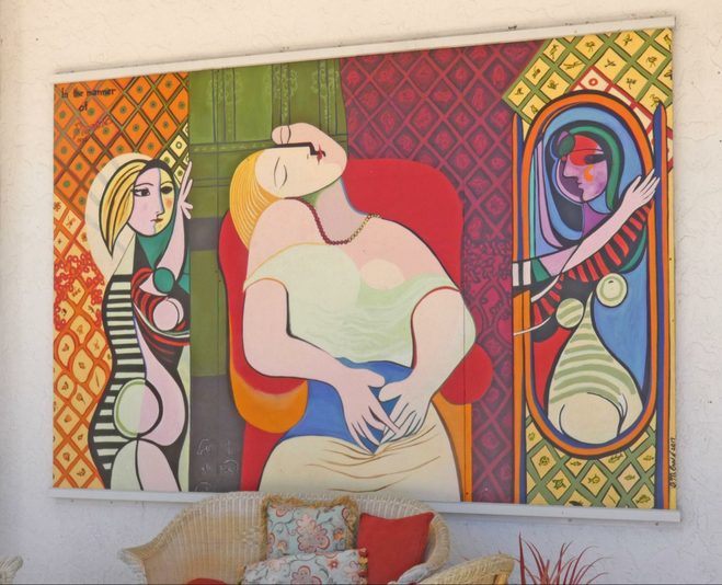 A Picasso-like painting of three women