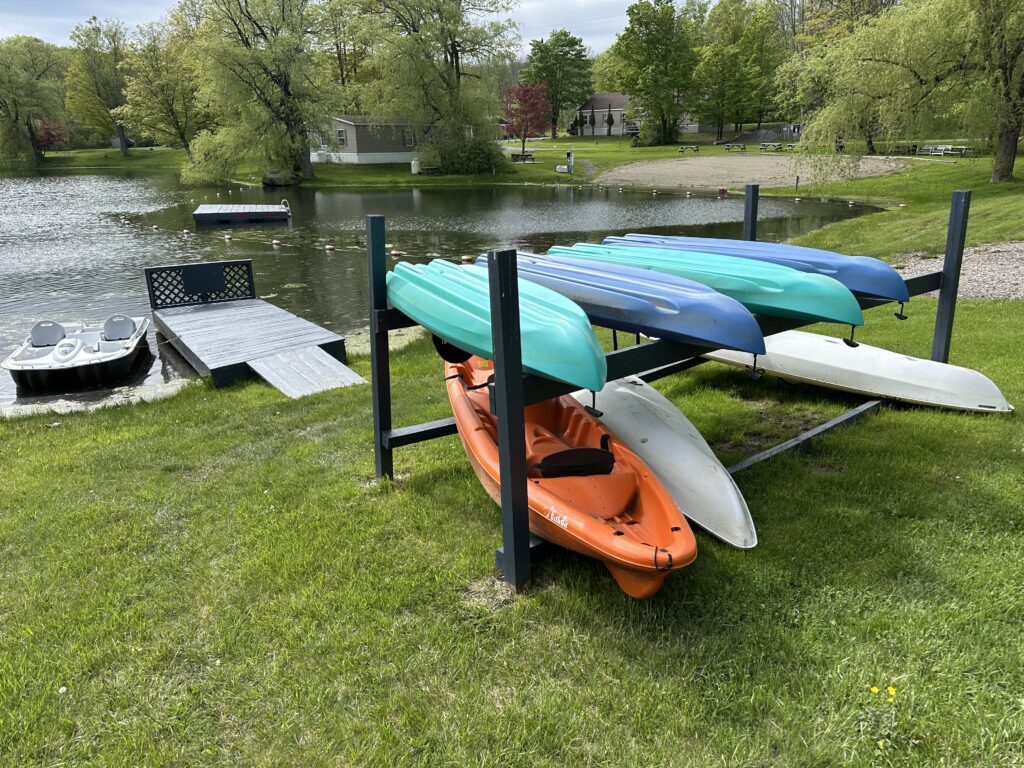 Pedal boat and kayaks at Spacious Skies Woodland Hills.
