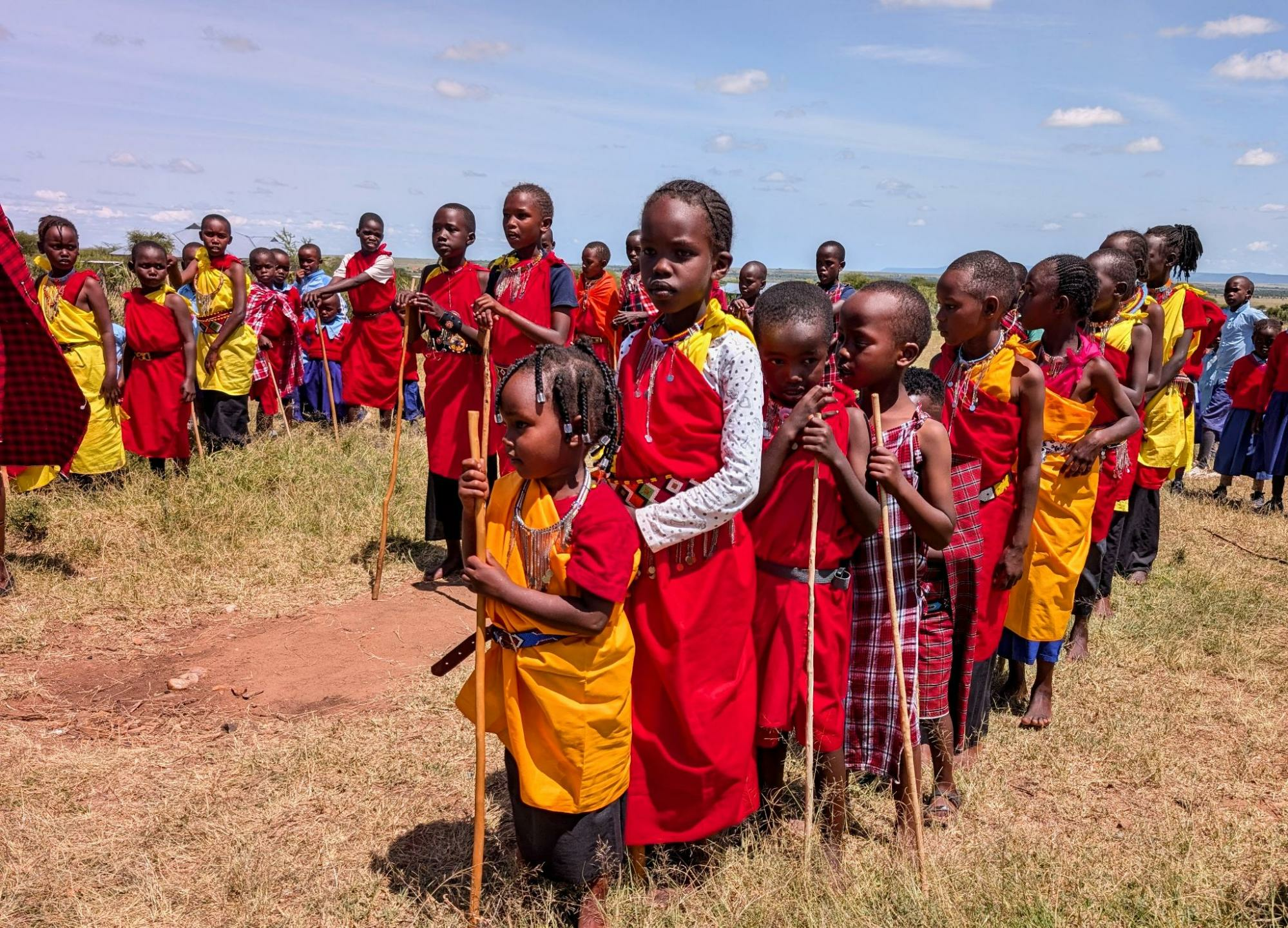 African schoolchildren in colorful native attire