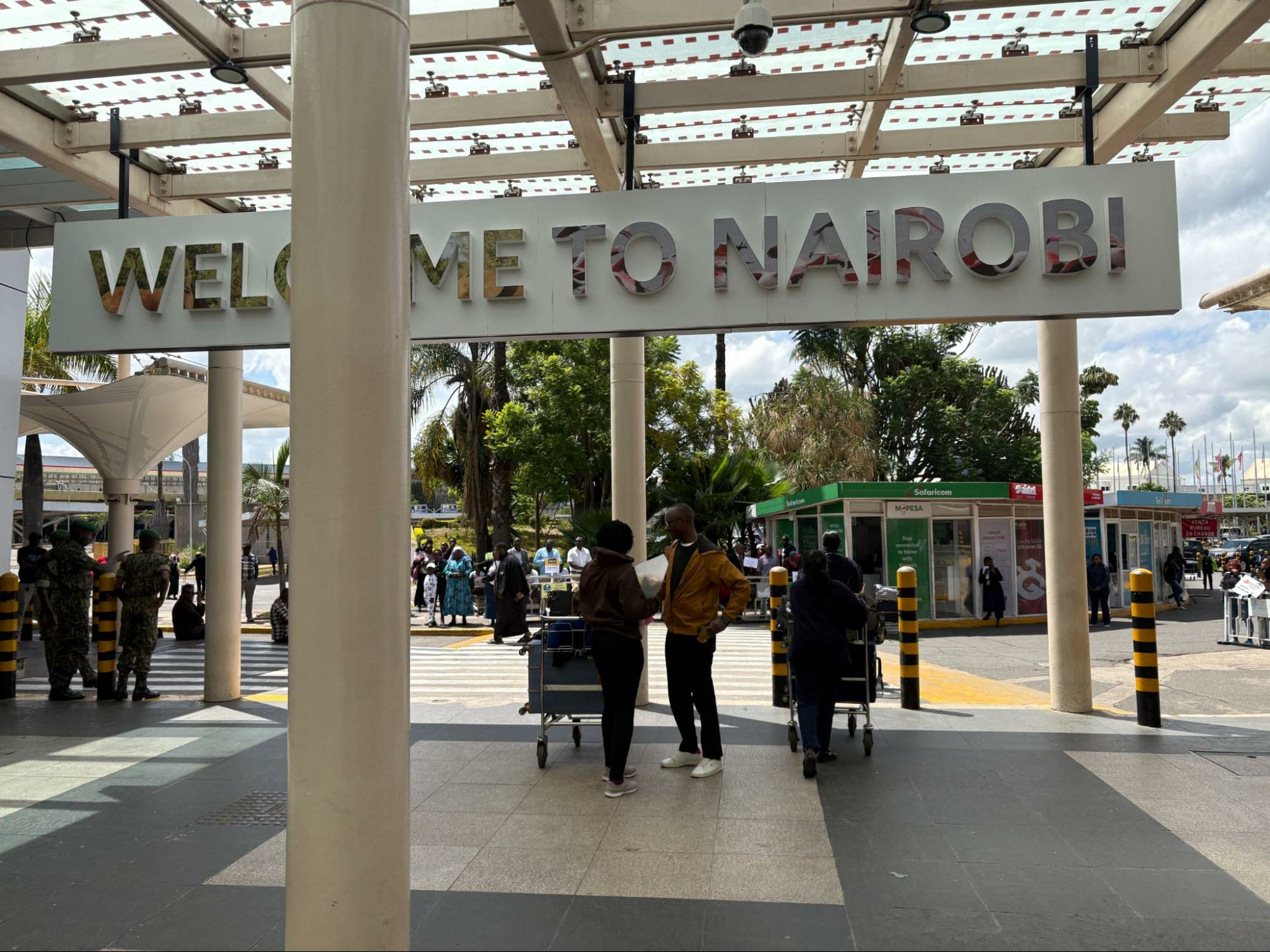 People gathered outside of Nairobi's airport
