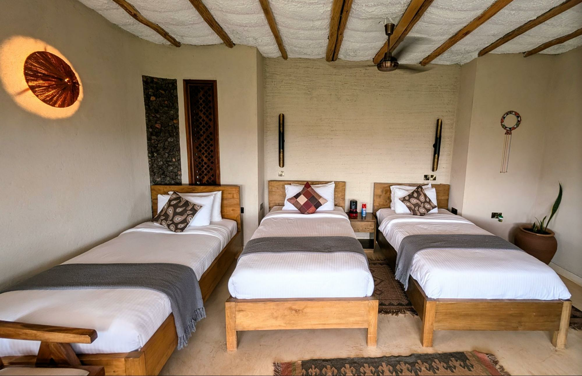 One of 4 triple guest rooms at the Surana Buffalo Springs hotel in Kenya.