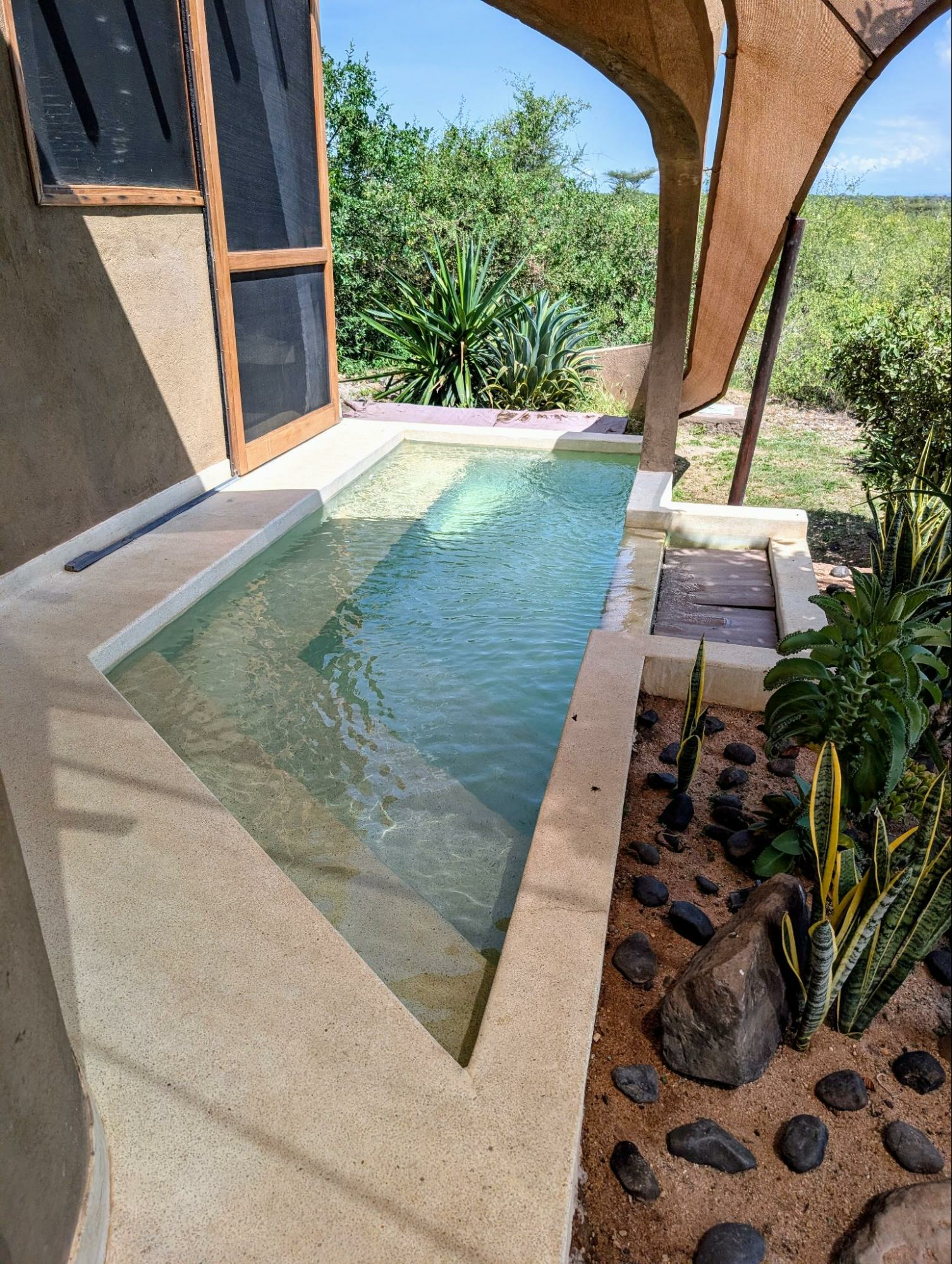 Private plunge pool outside a guest room at the Surana Buffalo Springs hotel in Kenya.