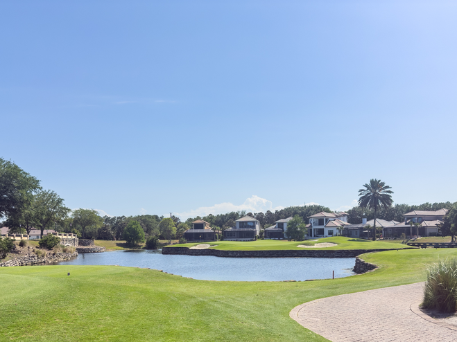 Hammock Beach Resort signature 8th hole island on the Conservatory Golf Course.