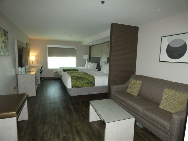 A bed room and living room suite