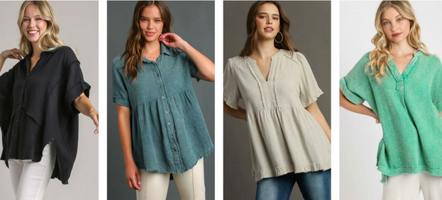 Boho styled tops from Umgee, available through June Adel store