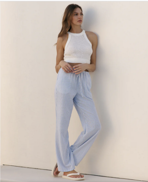 Cali 1850 printed linen pull-on pants