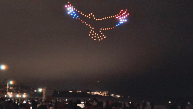 American eagle designed with lighted drones in La Jolla.