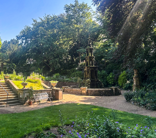 Plantation Gardens is Norwich's Secret Garden -- quiet place with flowers and fountains.