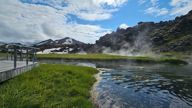 Path next to the hot springs in Iceland