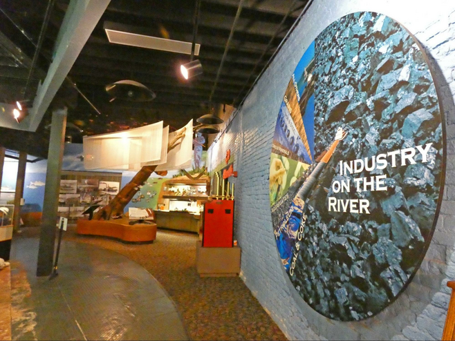 Museum exhibit showing industry on the river.
