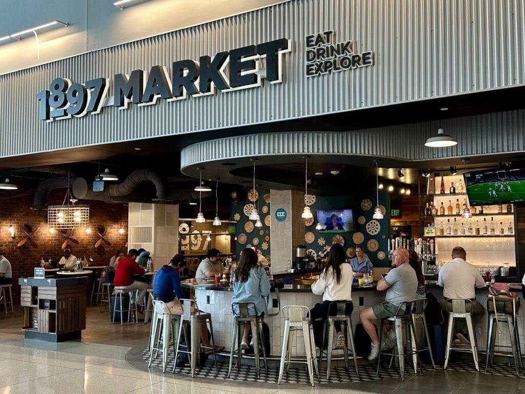 Entrance to 1897 Market in the Charlotte airport Atrium.