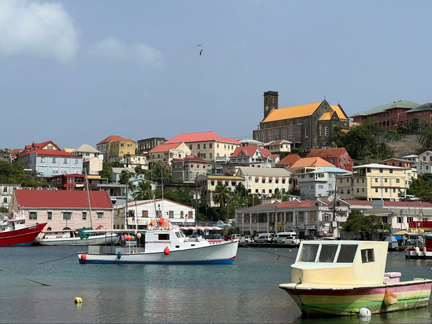 Harbor with colorful fishing boats