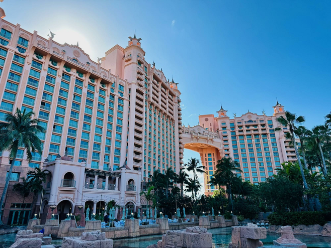 View of the iconic towers at Atlantis Paradise Island.