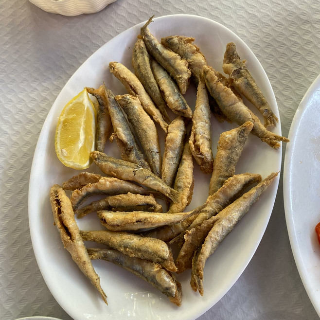 plate with fried fish