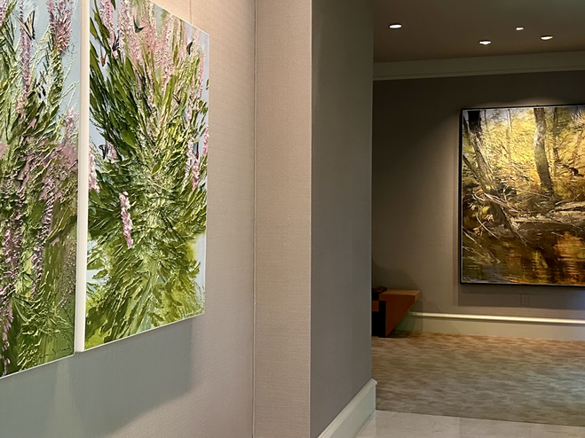 Paintings by artist Lynn Boggess on display at The Umstead.