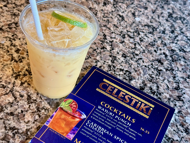 pina colada cocktail with Celestiki menu