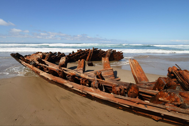Remains of a shipwreck on Surf Beach, Lompoc, CA.