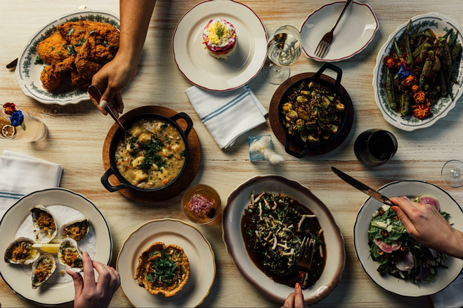 overhead shot of dishes from Haberdish restaurant in Charlotte