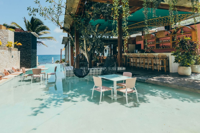 Chairs and tables in Mi Amor restaurant.
