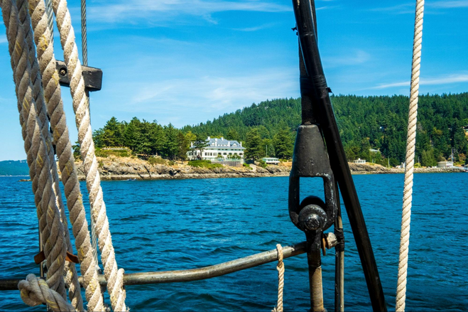 Views of Rosario Resort from the Zodiac in Washington State.