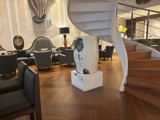 Spiral staircase in the lobby of Renaissance Naples Hotel Mediterraneo