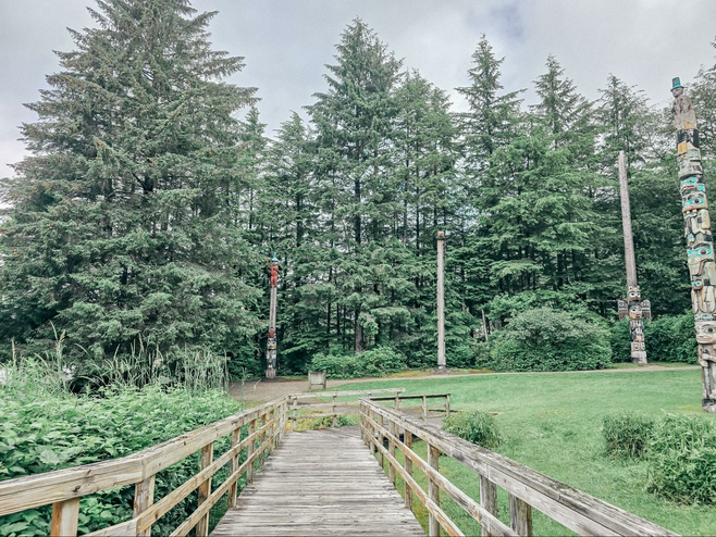 Totem poles in Totem Bight State Park with Princess Cruises in Alaska