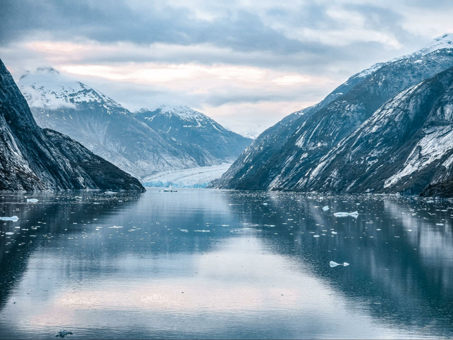 Dawes glacier in Alaska taken from the deck of Discovery Princess