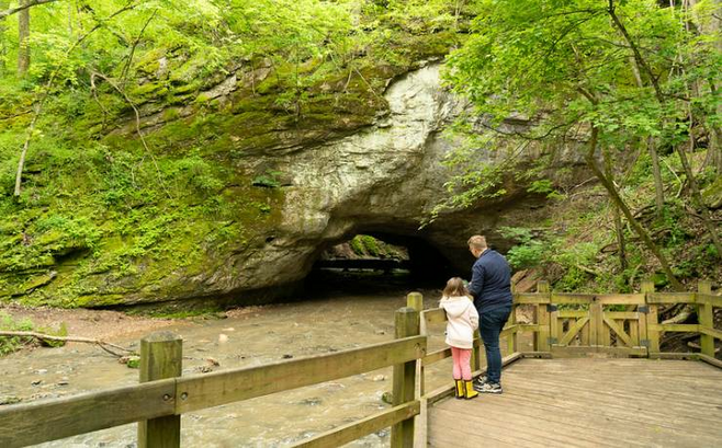 Rockbridge State Park has many viewing areas to admire the rock outcrops along with walking paths near Columbia, Missouri