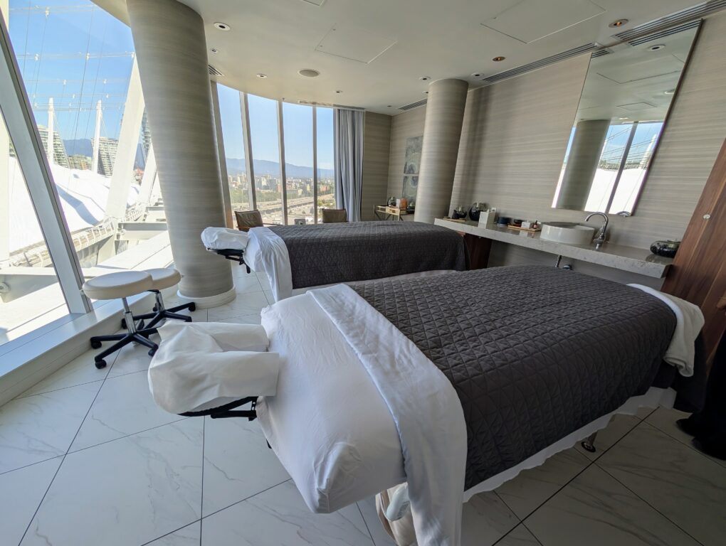 Couples massage treatment room at the JW Spa at the JW Marriott Parq Vancouver