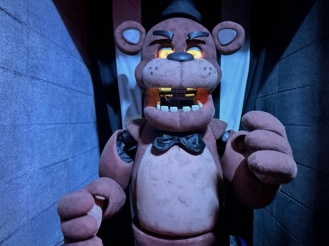 Evil animatronic bear in a haunted house