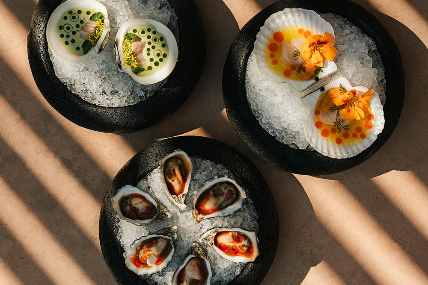 Fresh seafood is a popular snack at Mira Poolside.