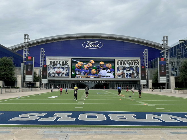 Football practice field outside of Ford Center, where the Dallas Cowboys practice in Frisco, TX.