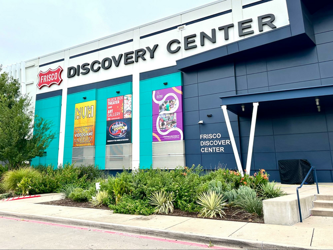 Front entrance to the multi-venue Frisco Discovery Center.
