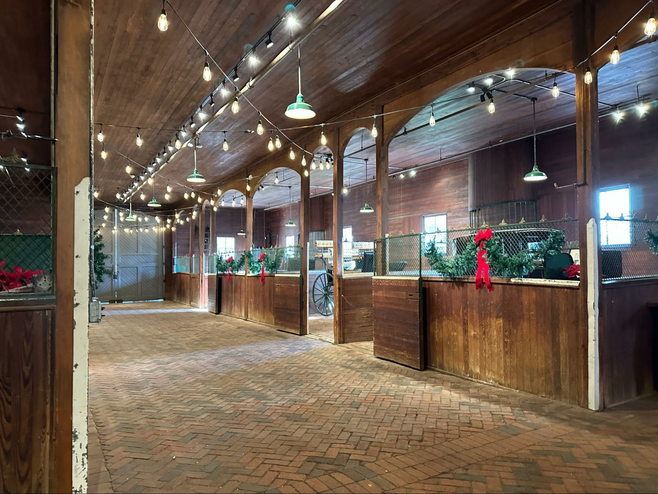 Stables decorated for Christmas at Belle Meade.